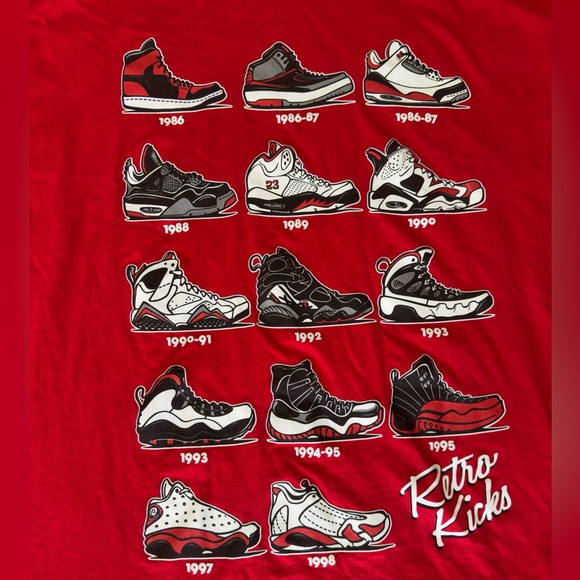 Authentic Classics Rare Retro Kicks Air Jordan History 3XL Red Shirt - Picture 1 of 4
